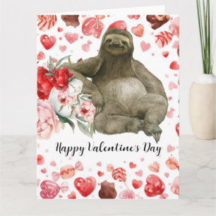 Faultier am Valentinstag Karte