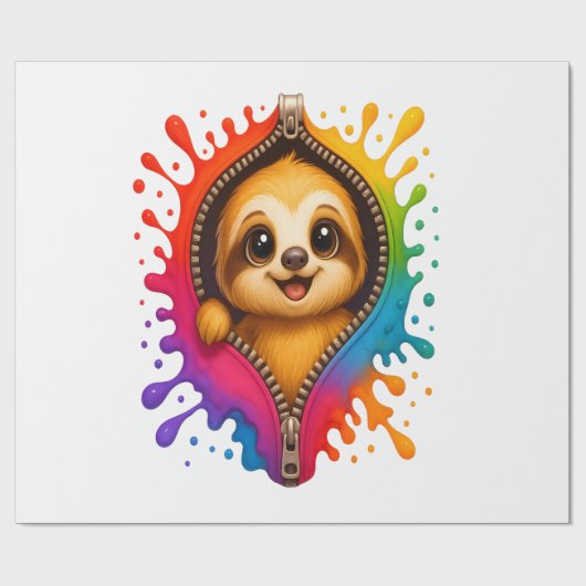 Faultier Aquarell Geschenkpapier (Flach)