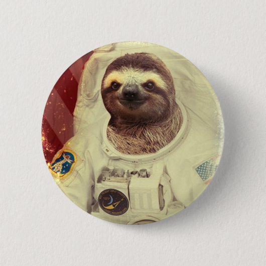 Faultier Astronaut Knopf Button (Vorderseite)