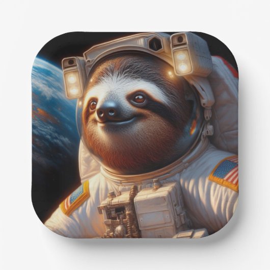 Faultier Astronaut Pappteller (Vorderseite)