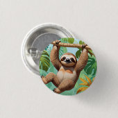 Faultier auf einem Baum Button (Vorne & Hinten)