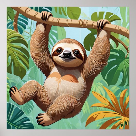 Faultier auf einem Baum Poster (Vorne)