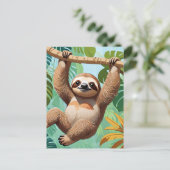 Faultier auf einem Baum Postkarte (Stehend Vorderseite)