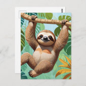 Faultier auf einem Baum Postkarte (Vorne/Hinten)