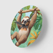 Faultier auf einem Baum Runde Wanduhr (Winkel)