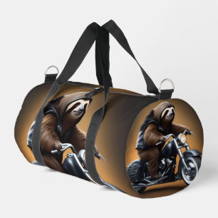 Faultier auf einem Motorrad in seiner Lederkleidun Duffle Bag