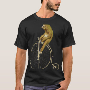 Faultier auf einem Penny-Farthing-Fahrrad Lustiges T-Shirt