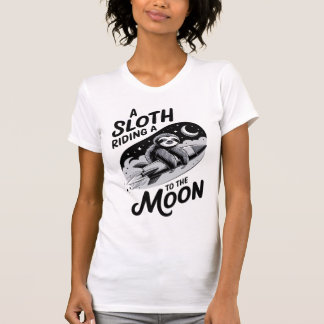 Faultier auf einer Rakete zum Mond T-Shirt