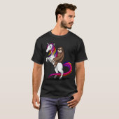 Faultier auf Einhorn reitend T-Shirt (Vorne ganz)
