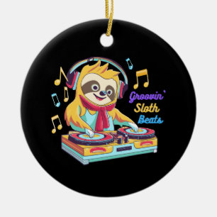 Faultier-Beats retro vintage lebendig Keramik Ornament