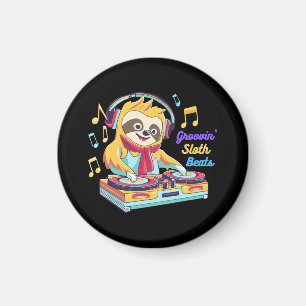 Faultier-Beats retro vintage lebendig Magnet