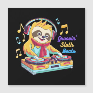 Faultier Beats retro vintage lebendig Magnetkarte