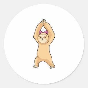 Faultier beim Sport in der Fitness Runder Aufkleber