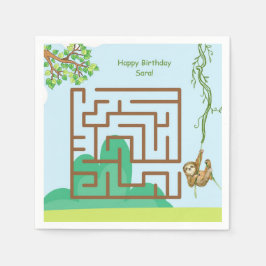 Faultier, Blätter Rätsel Geburtstagszeitung Servie Serviette