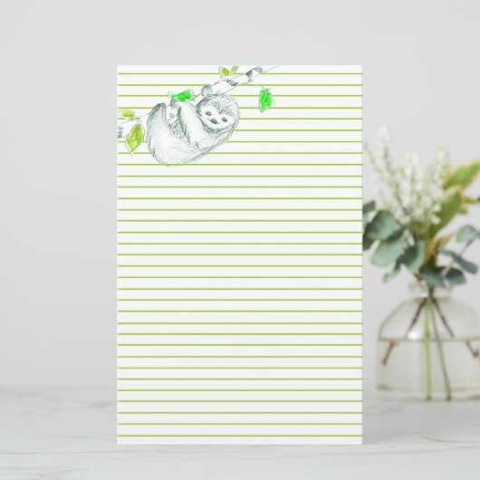 Faultier Briefpapier (Stehend Vorderseite)