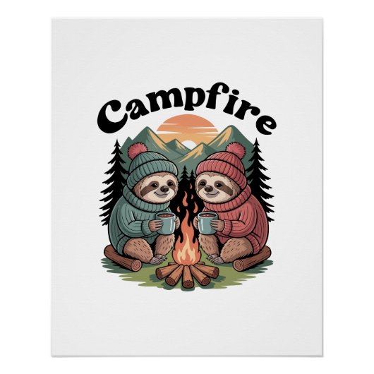 Faultier-Camping-Team Offizielles Lagerfeuer Poster (Vorderseite)