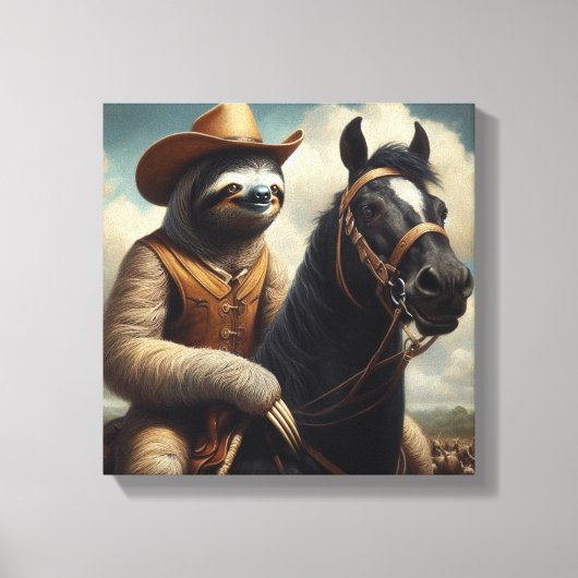 Faultier Cowboy Leinwanddruck (Vorderseite)