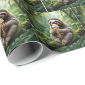 Faultier Eis a Rainbow Ice Creme Cone Geschenkpapier (Rolleneckpunkt)