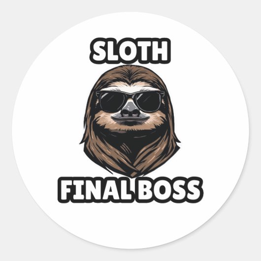 Faultier Endboss Cool Sticker (Vorderseite)
