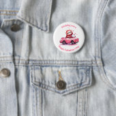 Faultier fährt ein rosa Cabrio am Valentinstag Button (Beispiel)