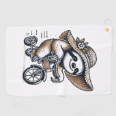 Faultier fährt Fahrrad Golfhandtuch (Horizontal)