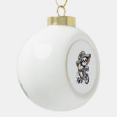 Faultier fährt Fahrrad Keramik Kugel-Ornament (Links)