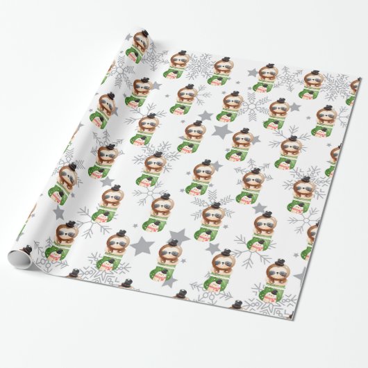 Faultier Feiertage Anpassen Geschenkpapier (Ungerollt)