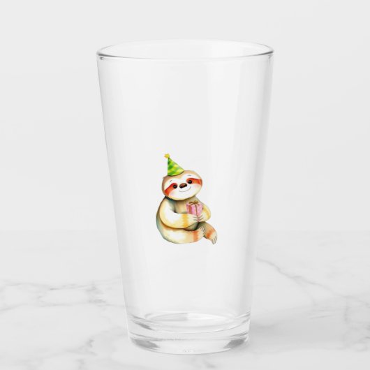 Faultier-Geburtstagsgeschenk süß lustig glückliche Glas (Vorderseite)