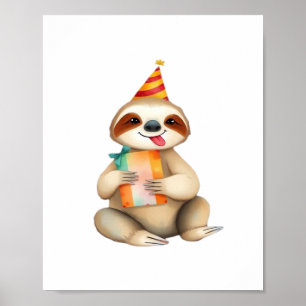 Faultier-Geburtstagsgeschenk süß lustig glückliche Poster