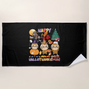 Faultier Glückliches Hallothanksmas Lustiges Hallo Strandtuch