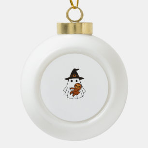 Faultier Halloween Geist Hexenhut Tierliebhaber Ju Keramik Kugel-Ornament