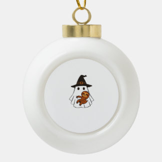 Faultier Halloween Geist Hexenhut Tierliebhaber Ju Keramik Kugel-Ornament