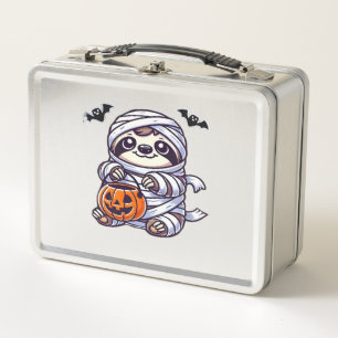 Faultier Halloween Mumie Kinder Frauen Männer Faul Metall Brotdose