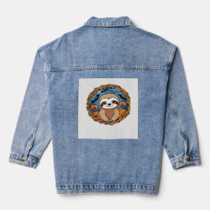 Faultier, Halloween, Oktober, Herbst, Thanksgiving Jeansjacke