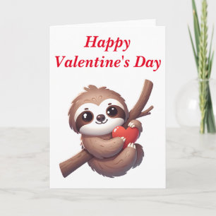 Faultier hält Herz Blanko Valentinstag Karte