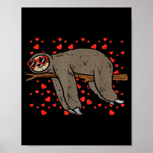 Faultier-Herz-Brille Süßer Valentinstag Tierliebha Poster
