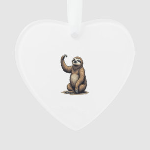Faultier-Holzschnitt Vintage-Wildlife-Shirt 2 Ornament