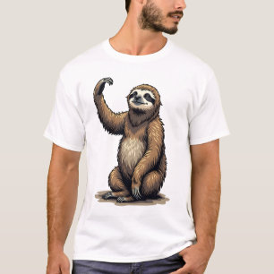 Faultier-Holzschnitt Vintage-Wildlife-T-Shirt 2 T-Shirt