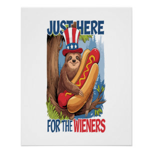 Faultier Hot Dog 4. Juli BBQ Poster