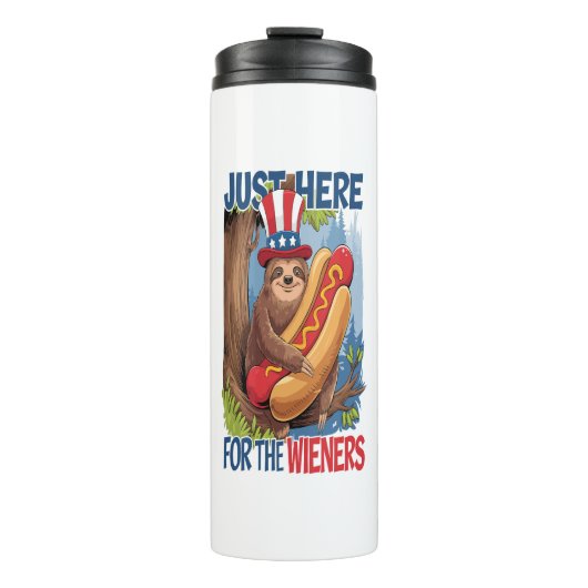 Faultier Hot Dog 4. Juli BBQ Thermosbecher (Vorderseite)