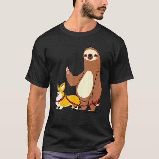 Faultier Hund geht mit Corgi T-Shirt (Vorderseite)