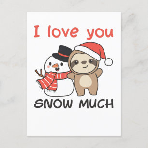 Faultier Ich liebe dich so sehr Schnee Schneemann  Feiertagspostkarte