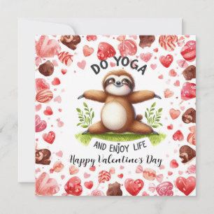 Faultier im Yogakurs am Valentinstag Feiertagskarte