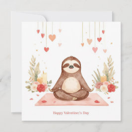 Faultier im Yogakurs am Valentinstag Feiertagskarte