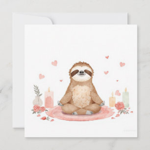 Faultier im Yogakurs am Valentinstag Feiertagskarte