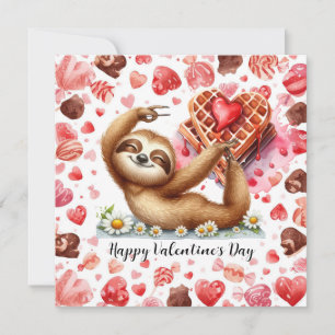 Faultier im Yogakurs am Valentinstag Feiertagskarte