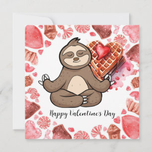 Faultier im Yogakurs am Valentinstag Feiertagskarte