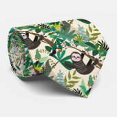 Faultier in Baumhand gezeichnetes Muster Krawatte  (Gerollt)