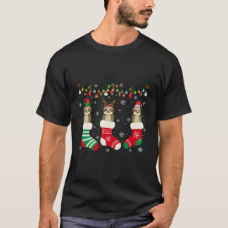 Faultier in Weihnachtssocken Weihnachtsmannmütze L T-Shirt