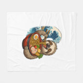 Faultier isst japanische Ramen Fleecedecke (Vorderseite (Horizontal))